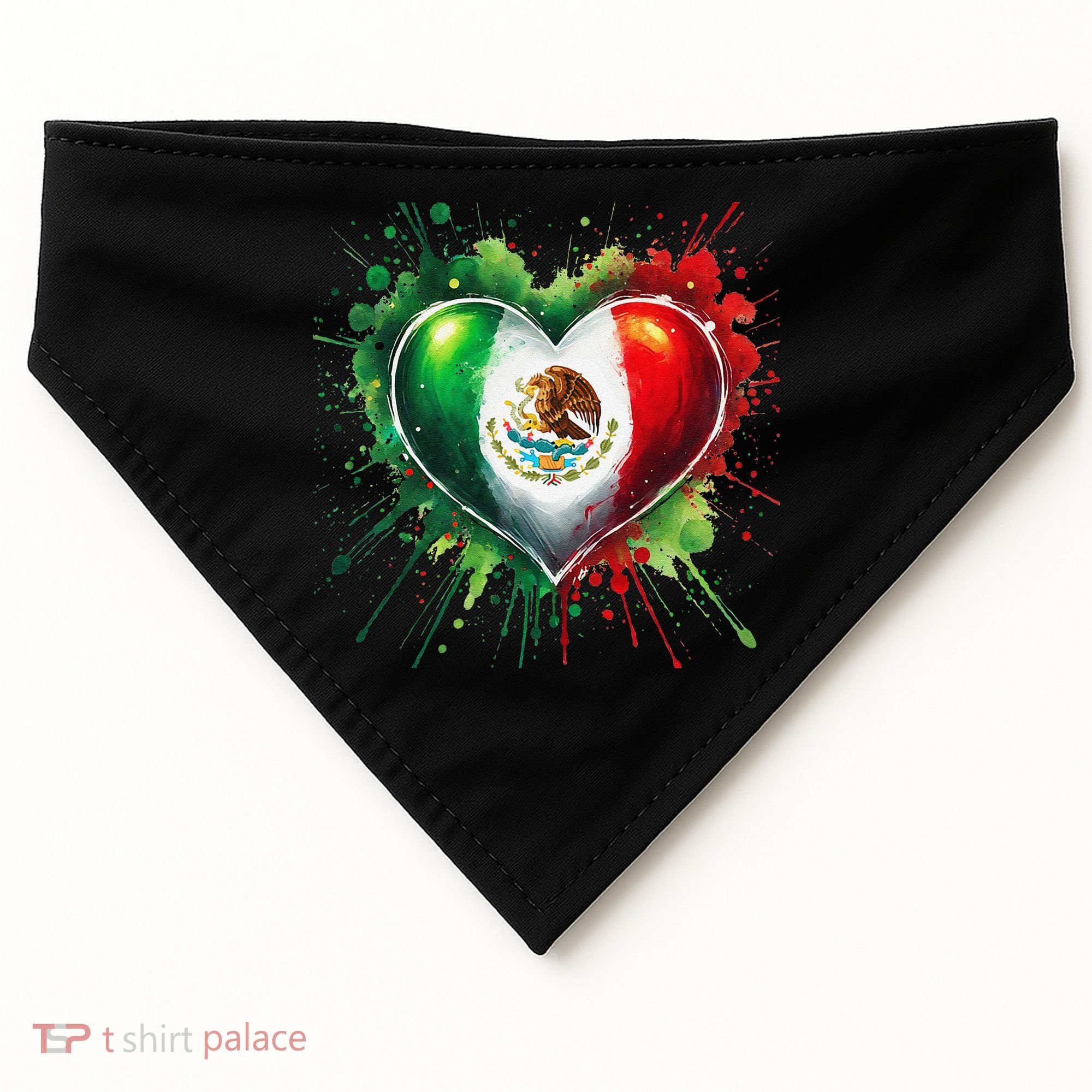 Mexico Heart Patriotic Mexico Flag Mexican USA-Made Doggie Bandana