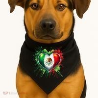 Mexico Heart Patriotic Mexico Flag Mexican USA-Made Doggie Bandana thumb 1
