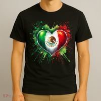Mexico Heart Patriotic Mexico Flag Mexican T-Shirt thumb 3