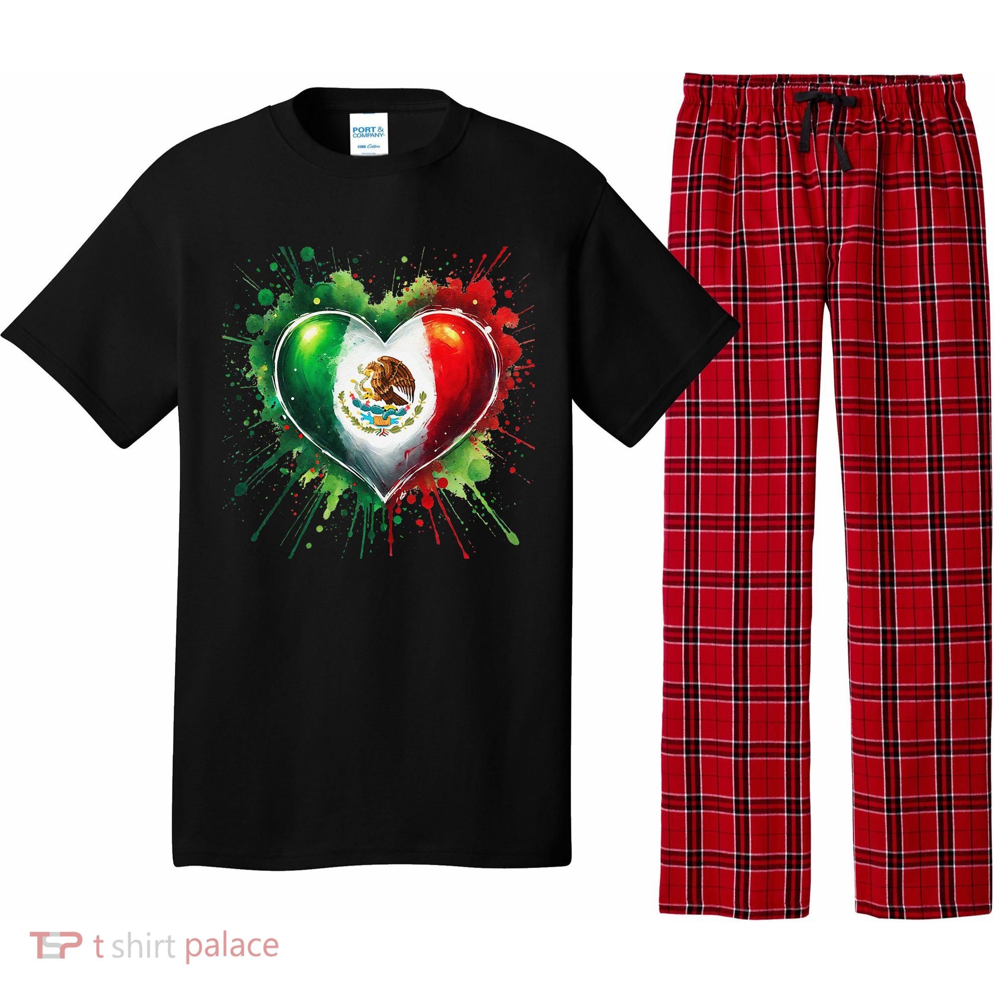 Mexico Heart Patriotic Mexico Flag Mexican Pajama Set