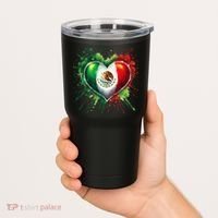 Mexico Heart Patriotic Mexico Flag Mexican Tumbler thumb 2