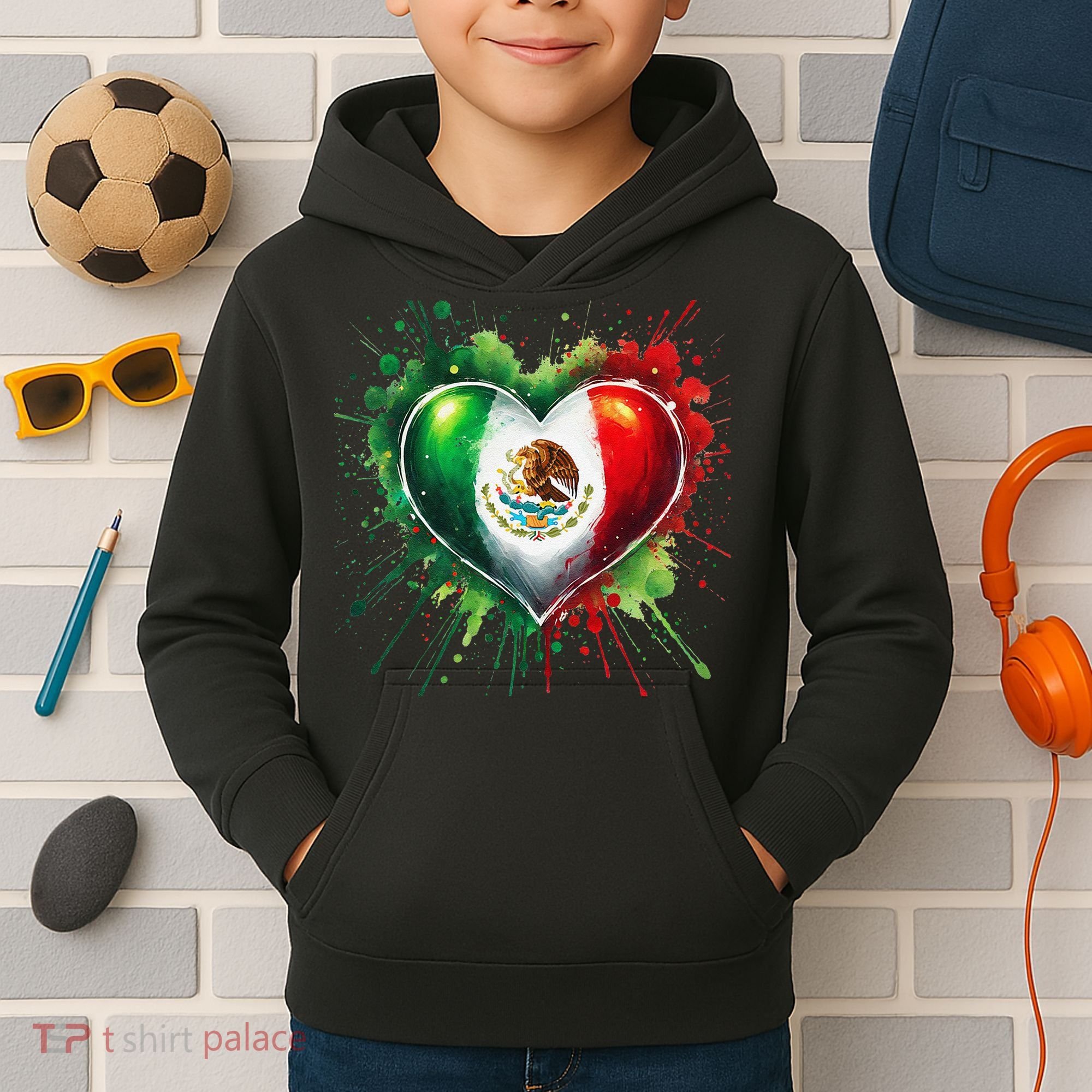 Mexico Heart Patriotic Mexico Flag Mexican Kids Hoodie