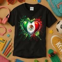 Mexico Heart Patriotic Mexico Flag Mexican Kids T-Shirt thumb 3