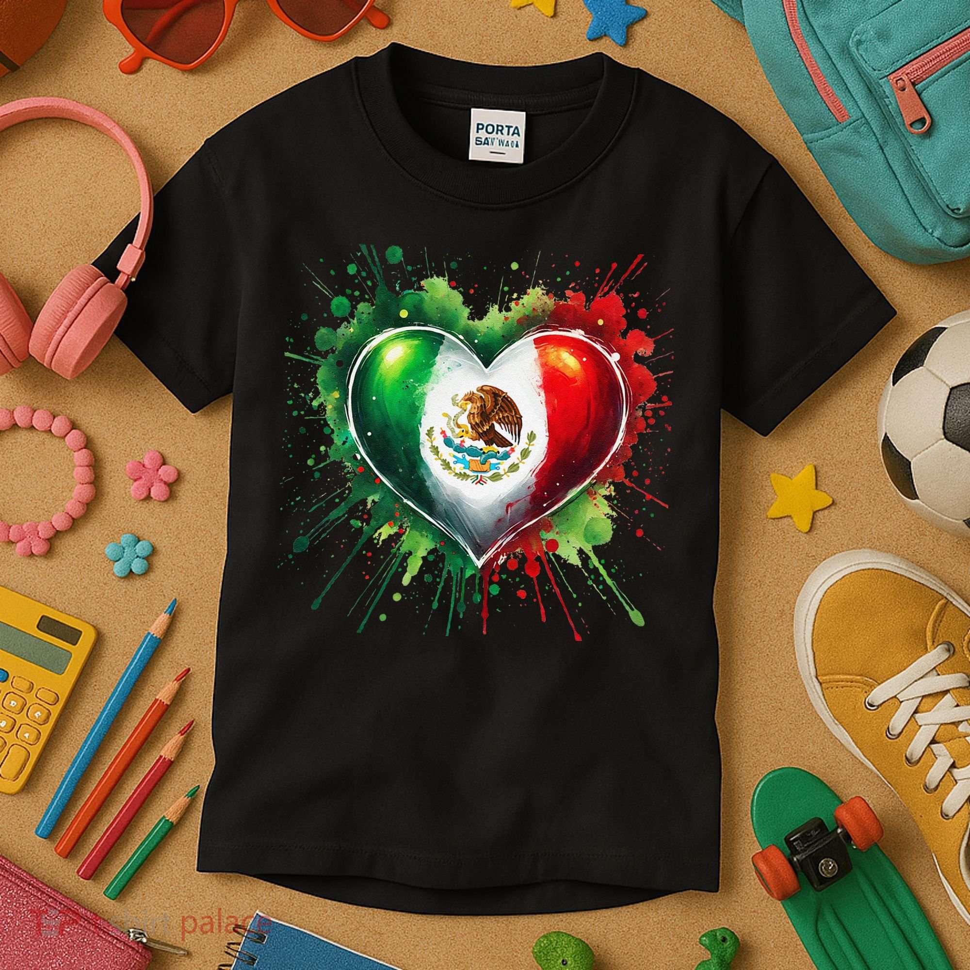 Mexico Heart Patriotic Mexico Flag Mexican Kids T-Shirt