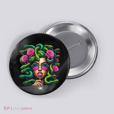 Medusa Hippie Psychedelic Snakes Greek Mythology Button