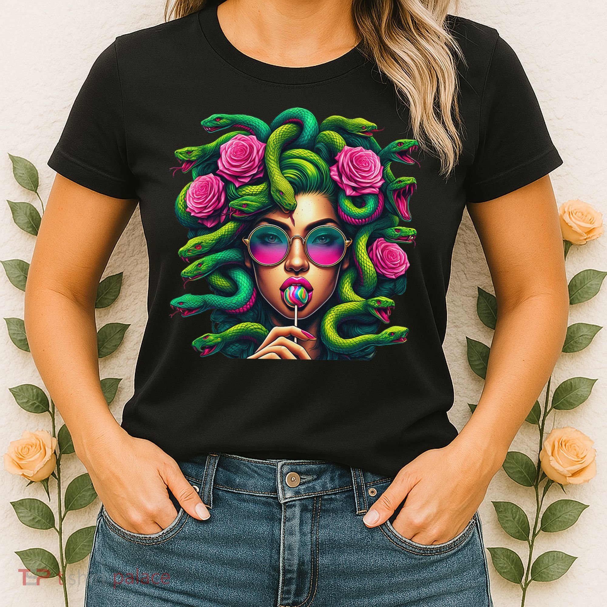 Medusa Hippie Psychedelic Snakes Greek Mythology Women's T-Shirt