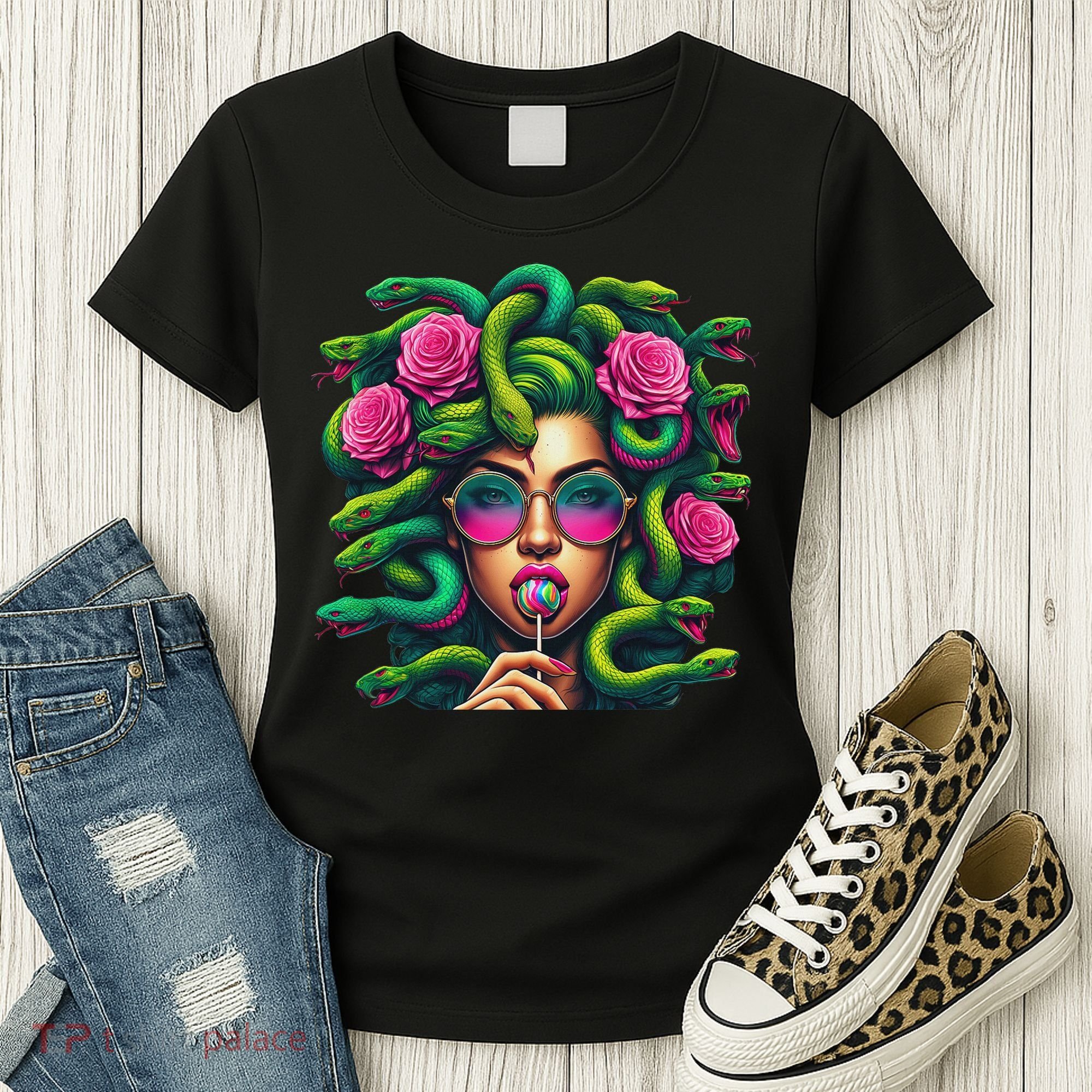 Medusa Hippie Psychedelic Snakes Greek Mythology Women's T-Shirt
