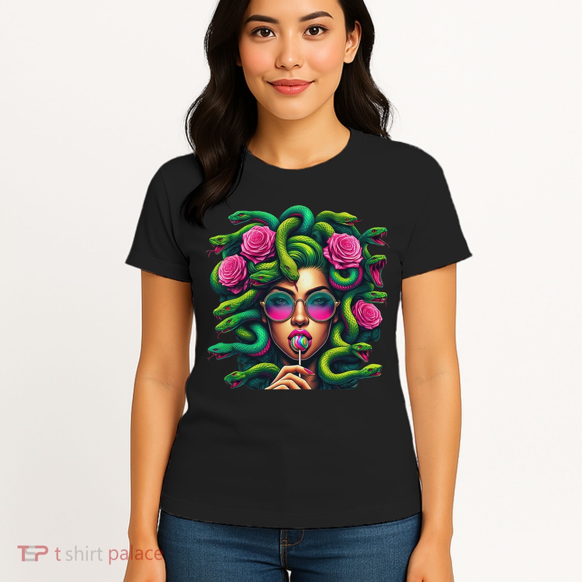 Medusa Hippie Psychedelic Snakes Greek Mythology Women's T-Shirt