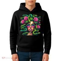 Medusa Hippie Psychedelic Snakes Greek Mythology Kids Hoodie thumb 4
