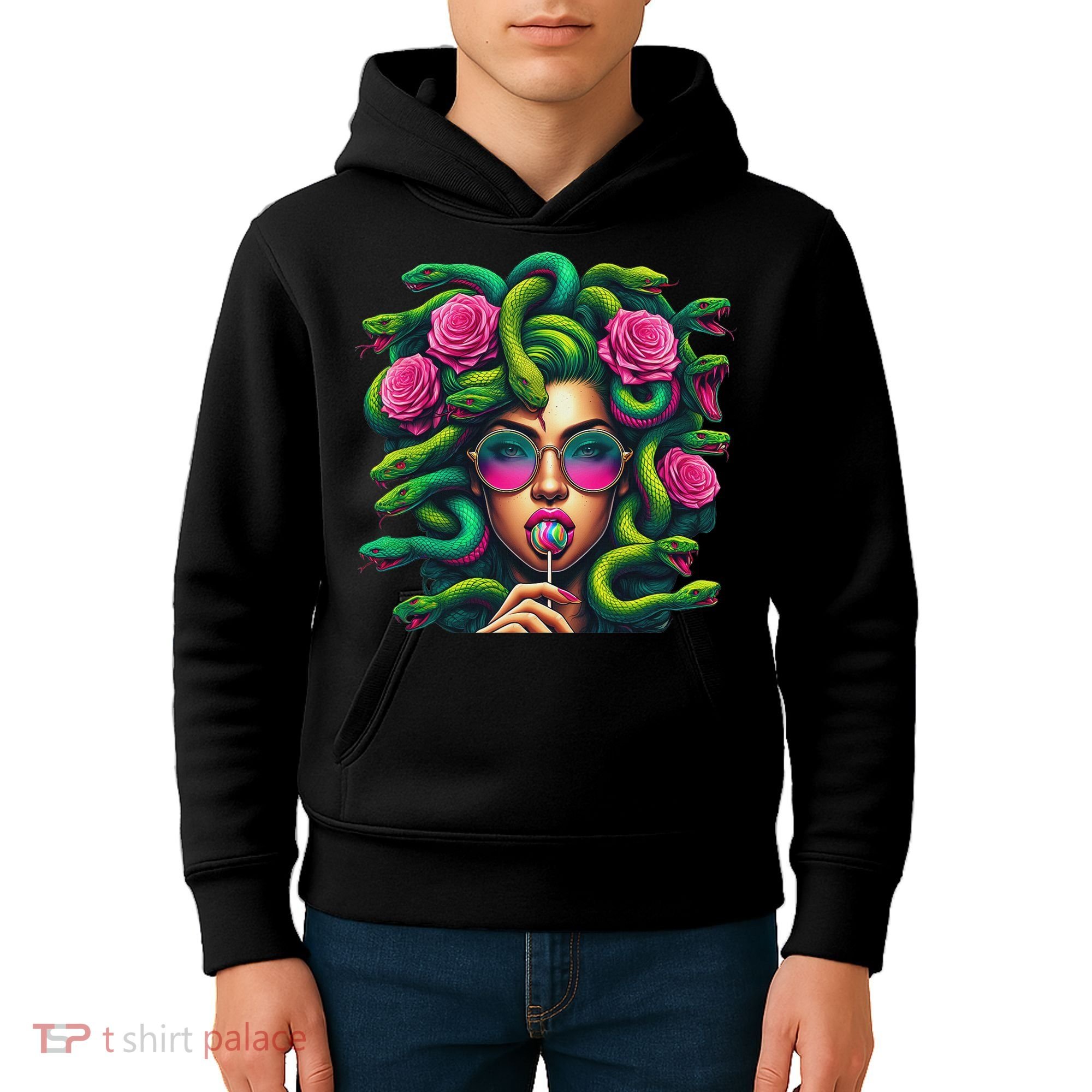 Medusa Hippie Psychedelic Snakes Greek Mythology Kids Hoodie
