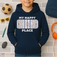My Happy Place | Hockey, Figure & Speed Skating Rink Kids Hoodie thumb 2