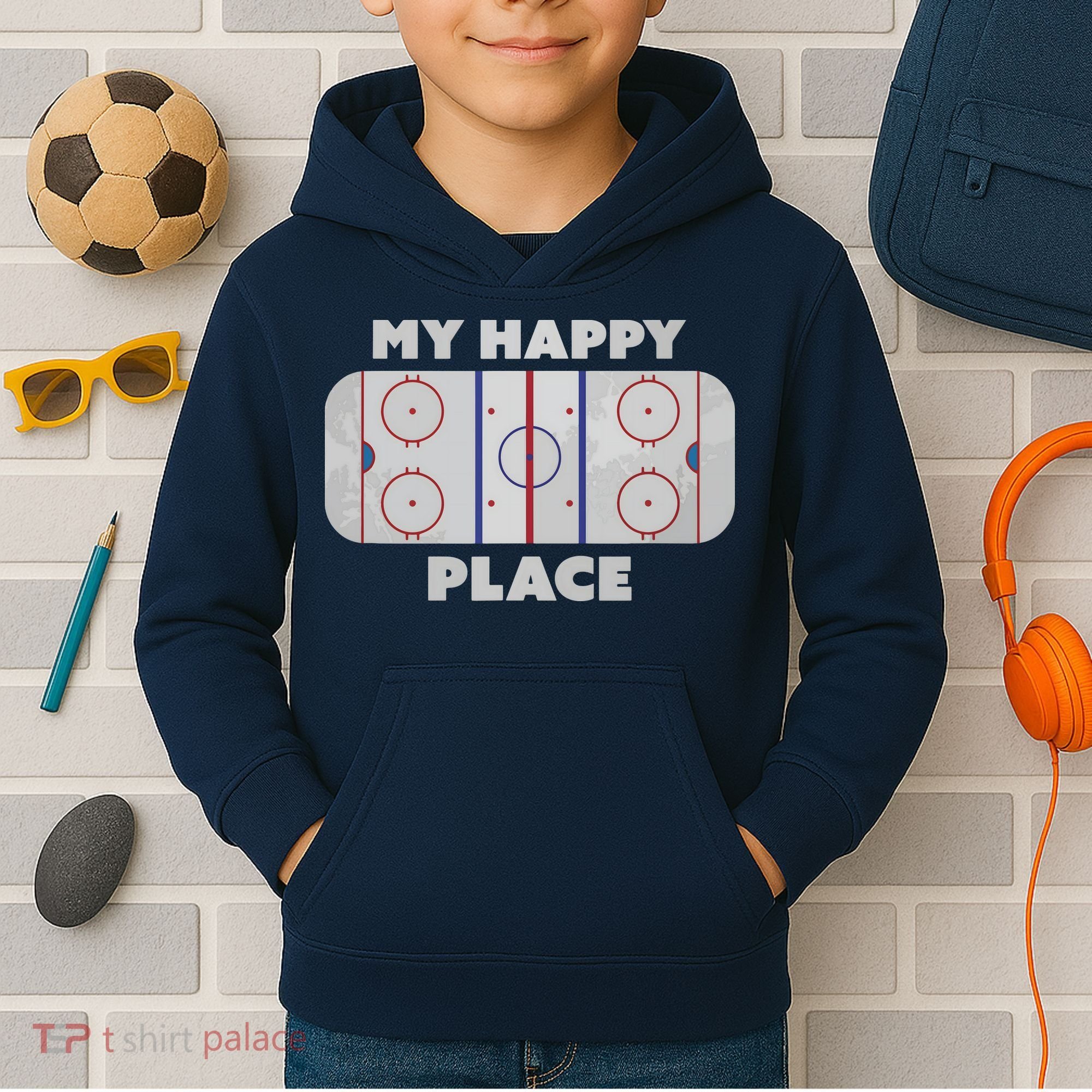 My Happy Place | Hockey, Figure & Speed Skating Rink Kids Hoodie