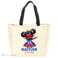 Melanin Haitian Princess Haiti Flag Black Tote Bag thumb 0