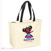 Melanin Haitian Princess Haiti Flag Black Tote Bag thumb 2