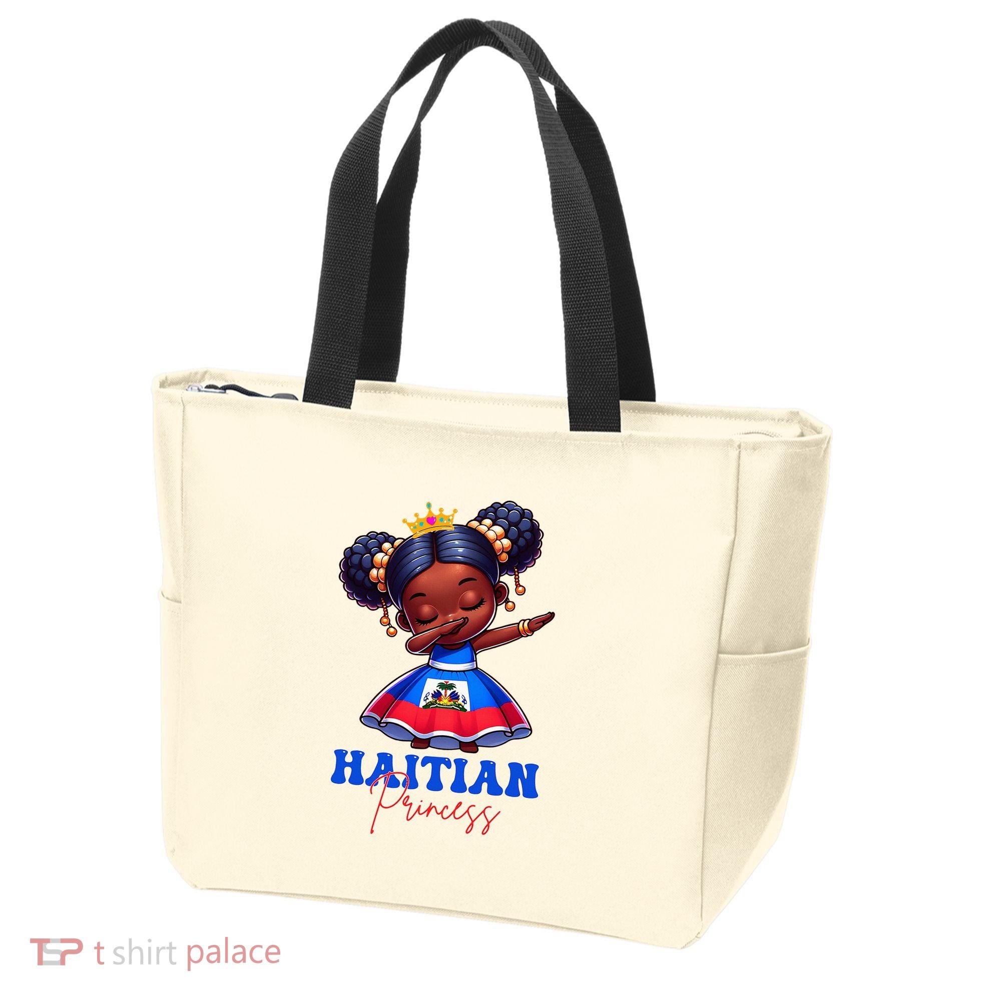 Melanin Haitian Princess Haiti Flag Black Tote Bag