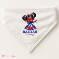 Melanin Haitian Princess Haiti Flag Black USA-Made Doggie Bandana thumb 0
