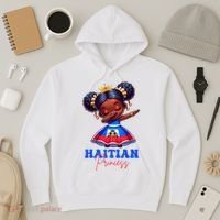 Melanin Haitian Princess Haiti Flag Black Hoodie thumb 3