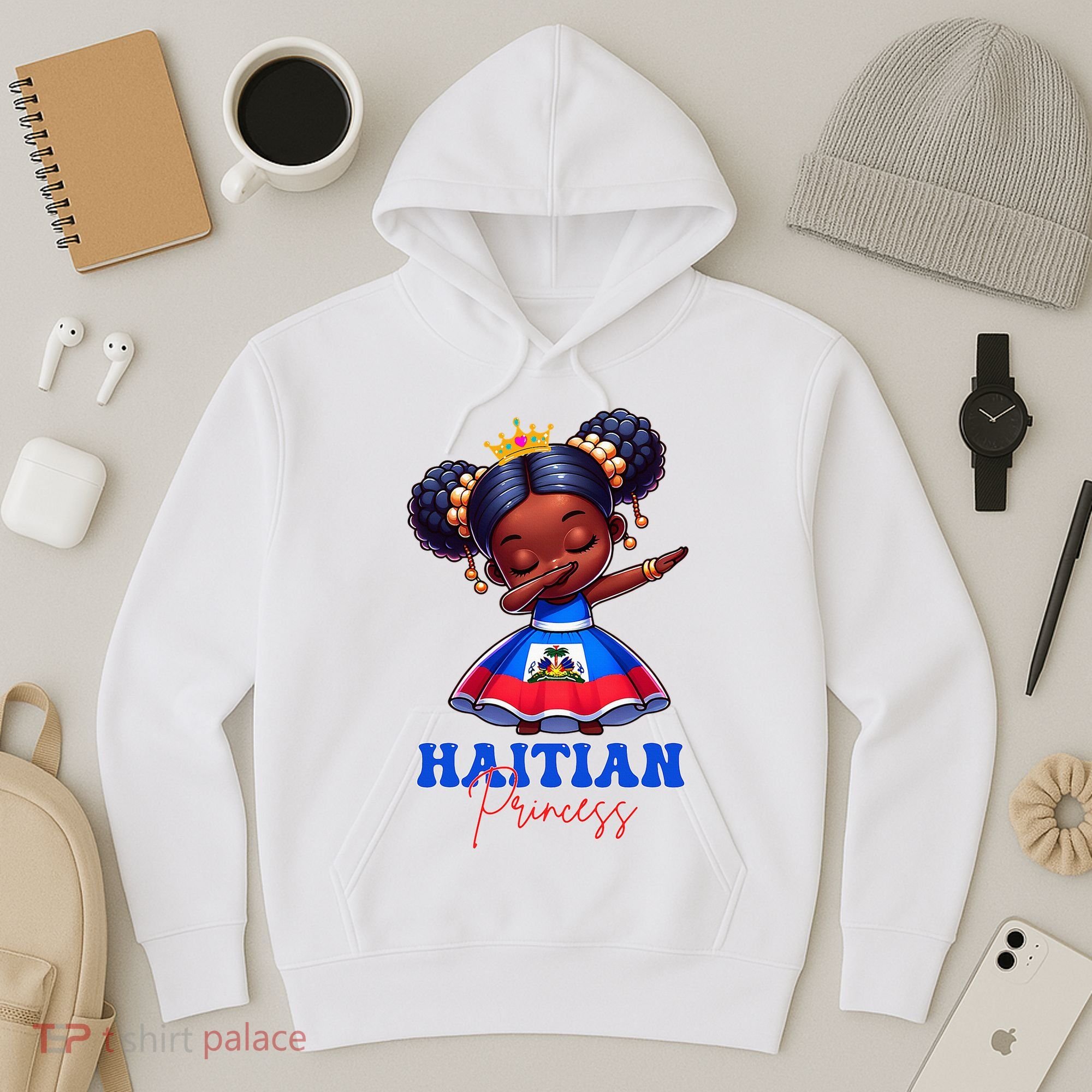 Melanin Haitian Princess Haiti Flag Black Hoodie