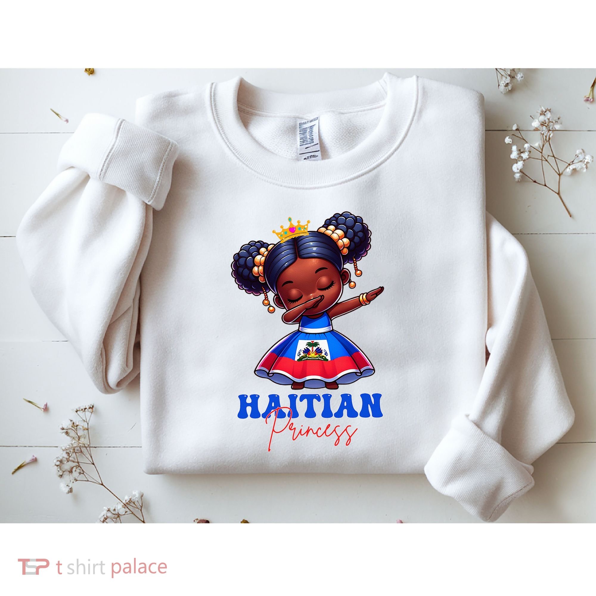 Melanin Haitian Princess Haiti Flag Black Sweatshirt