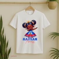 Melanin Haitian Princess Haiti Flag Black T-Shirt thumb 2