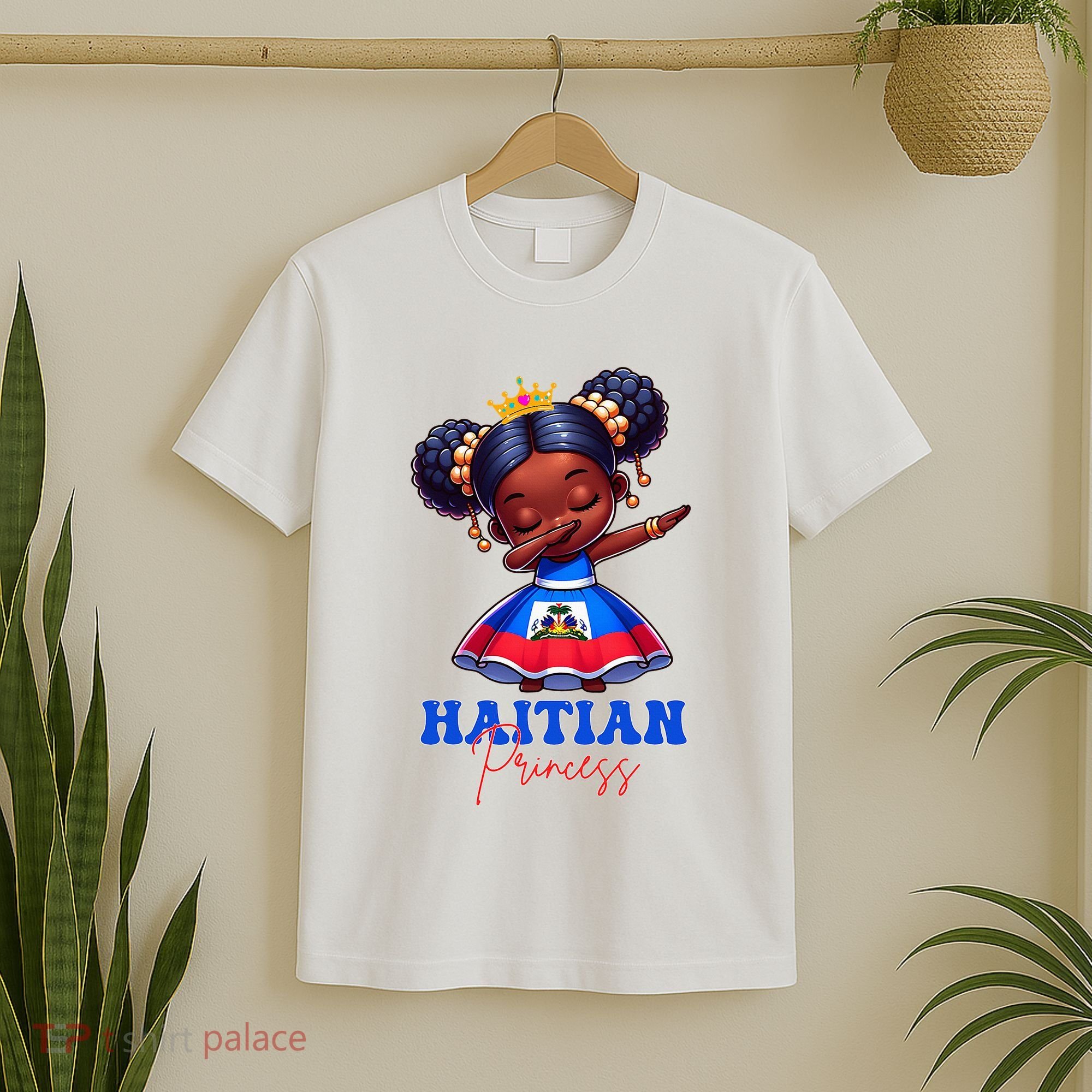 Melanin Haitian Princess Haiti Flag Black T-Shirt