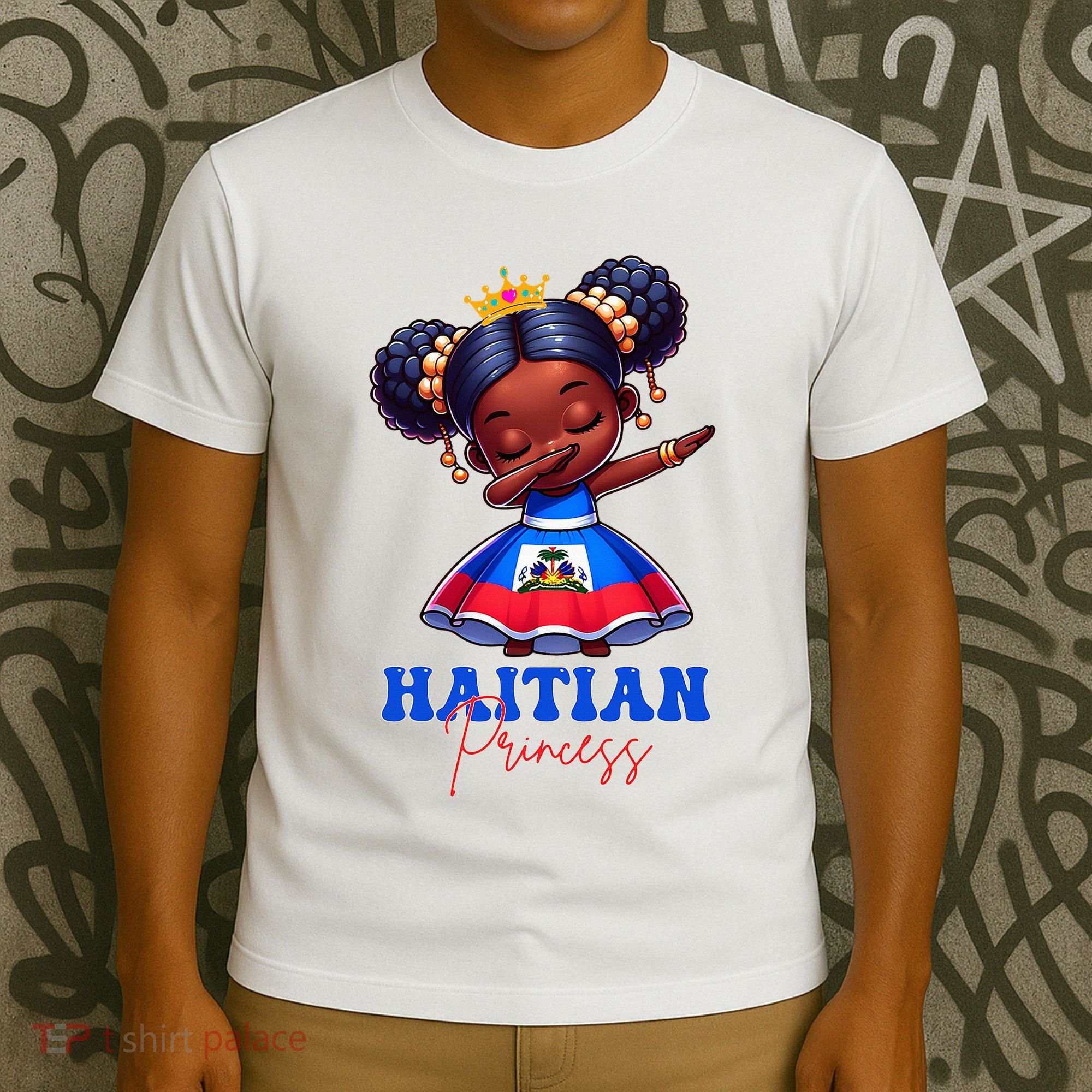 Melanin Haitian Princess Haiti Flag Black T-Shirt