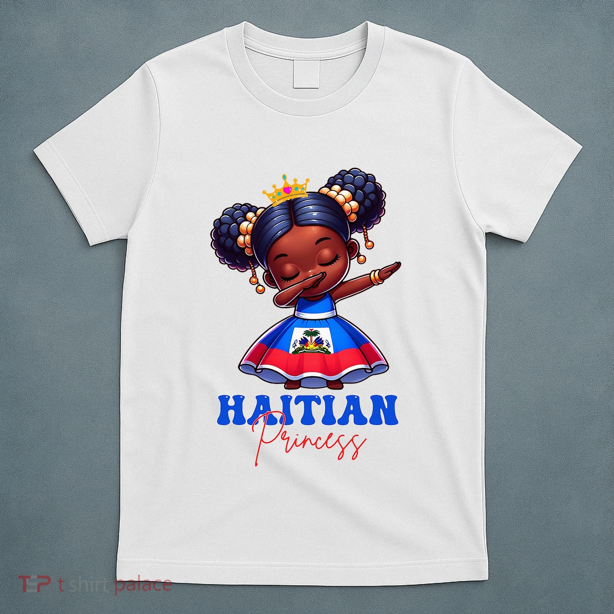 Melanin Haitian Princess Haiti Flag Black T-Shirt