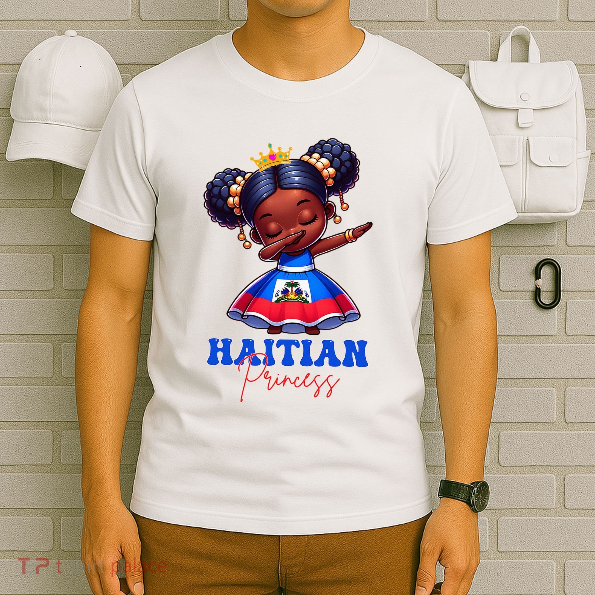 Melanin Haitian Princess Haiti Flag Black T-Shirt