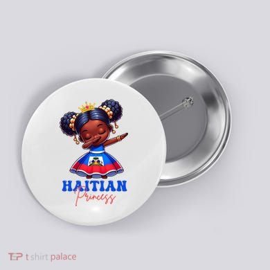 Melanin Haitian Princess Haiti Flag Black Button