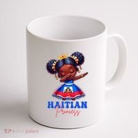 Melanin Haitian Princess Haiti Flag Black Coffee Mug thumb 1