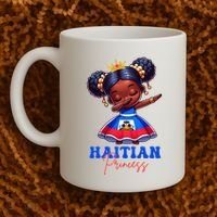 Melanin Haitian Princess Haiti Flag Black Coffee Mug thumb 2