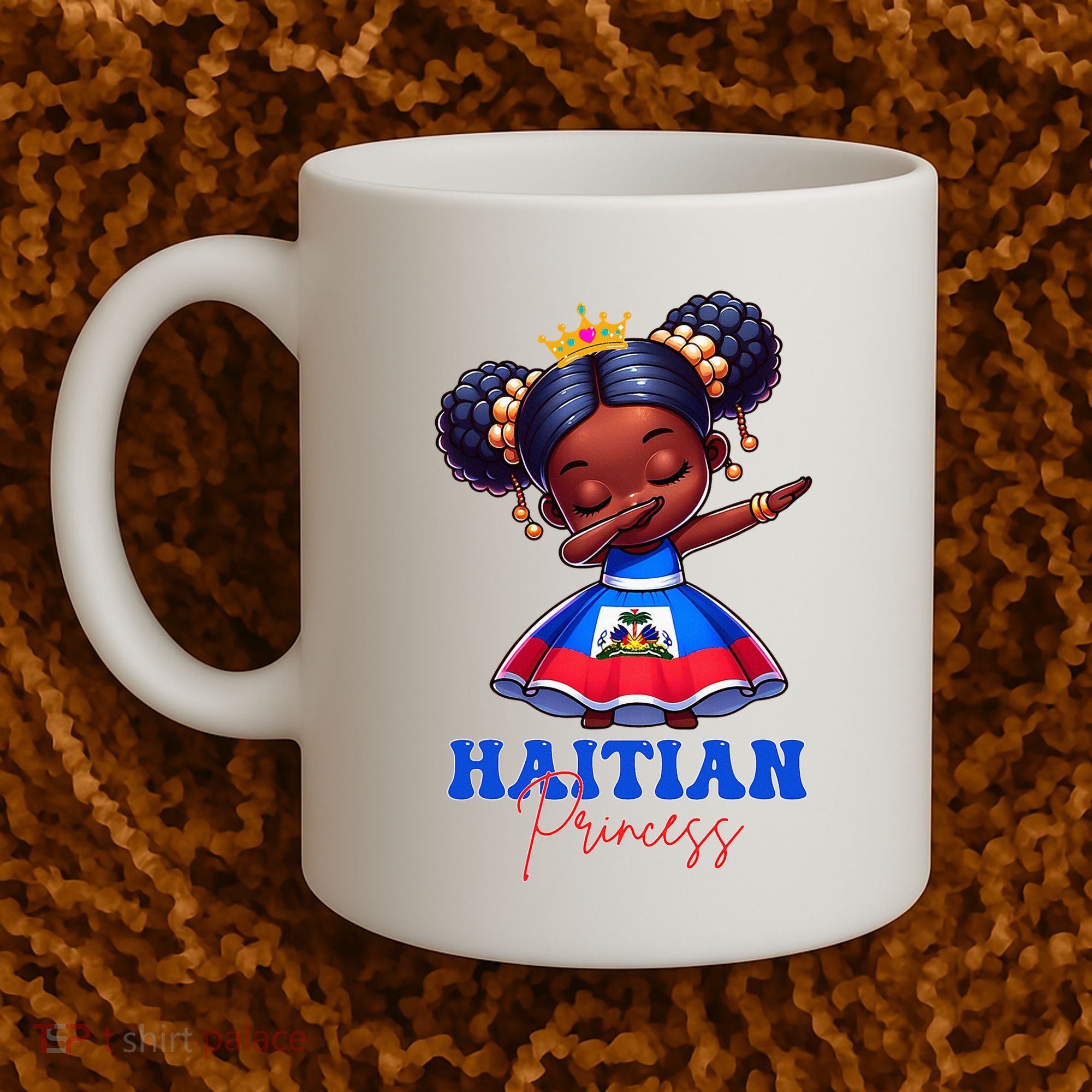Melanin Haitian Princess Haiti Flag Black Coffee Mug