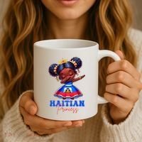 Melanin Haitian Princess Haiti Flag Black Coffee Mug thumb 3