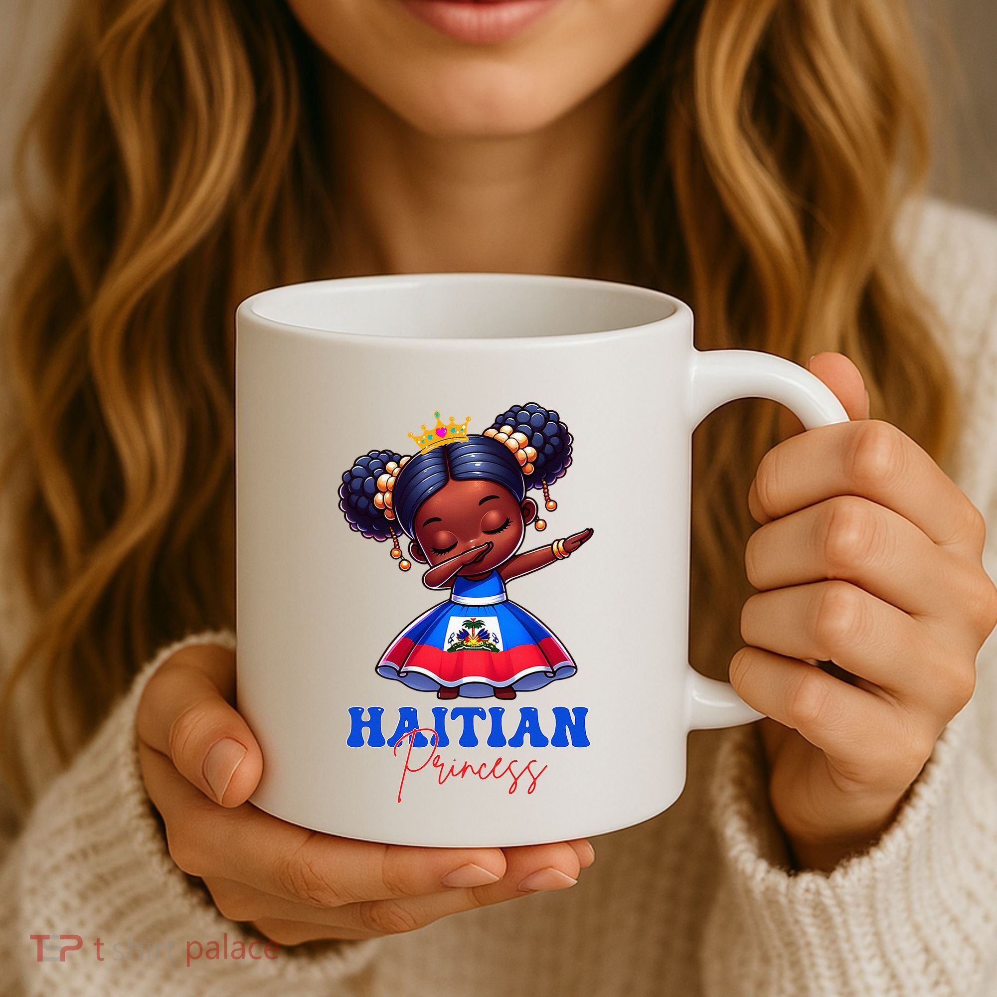 Melanin Haitian Princess Haiti Flag Black Coffee Mug