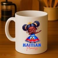 Melanin Haitian Princess Haiti Flag Black Coffee Mug thumb 4