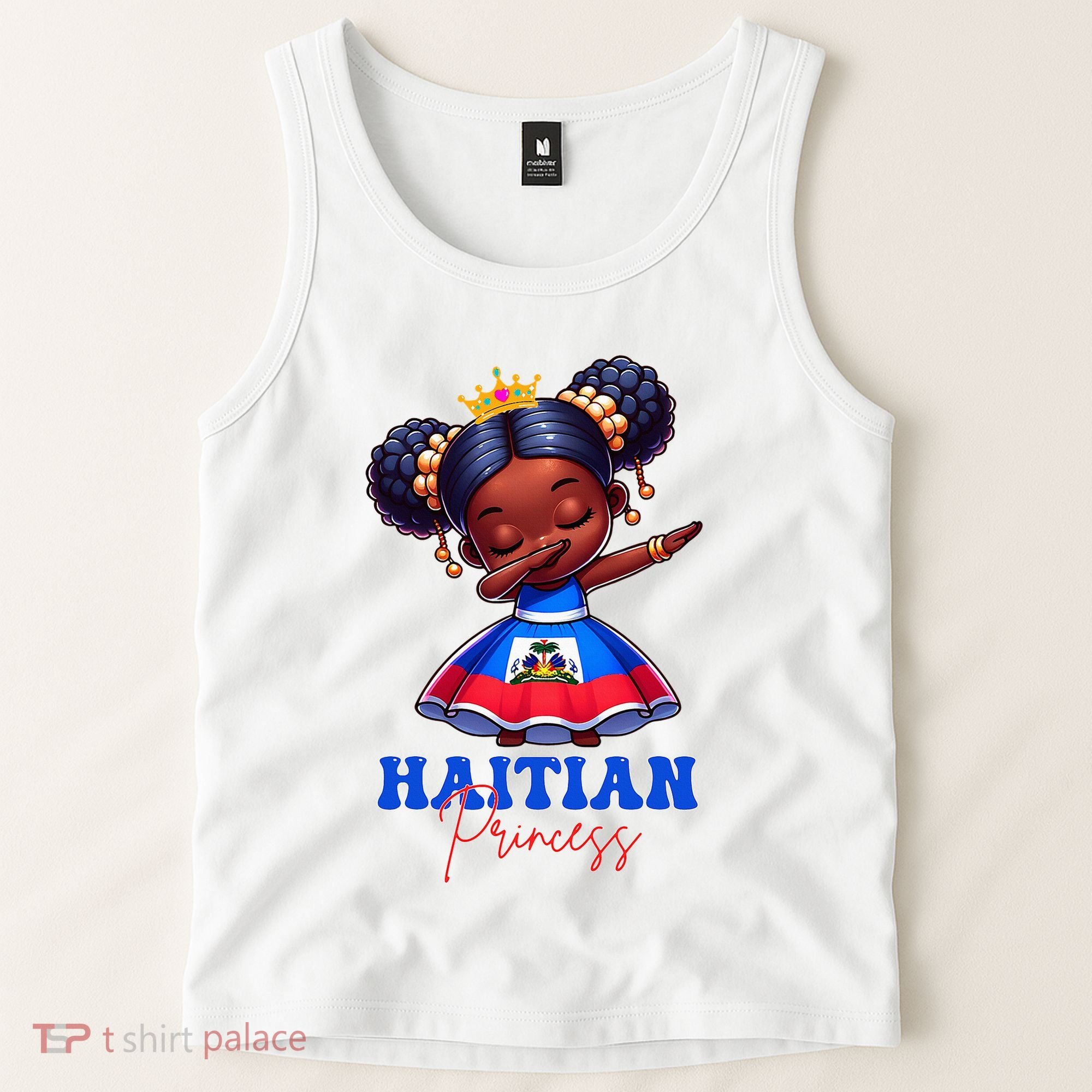 Melanin Haitian Princess Haiti Flag Black Tank Top