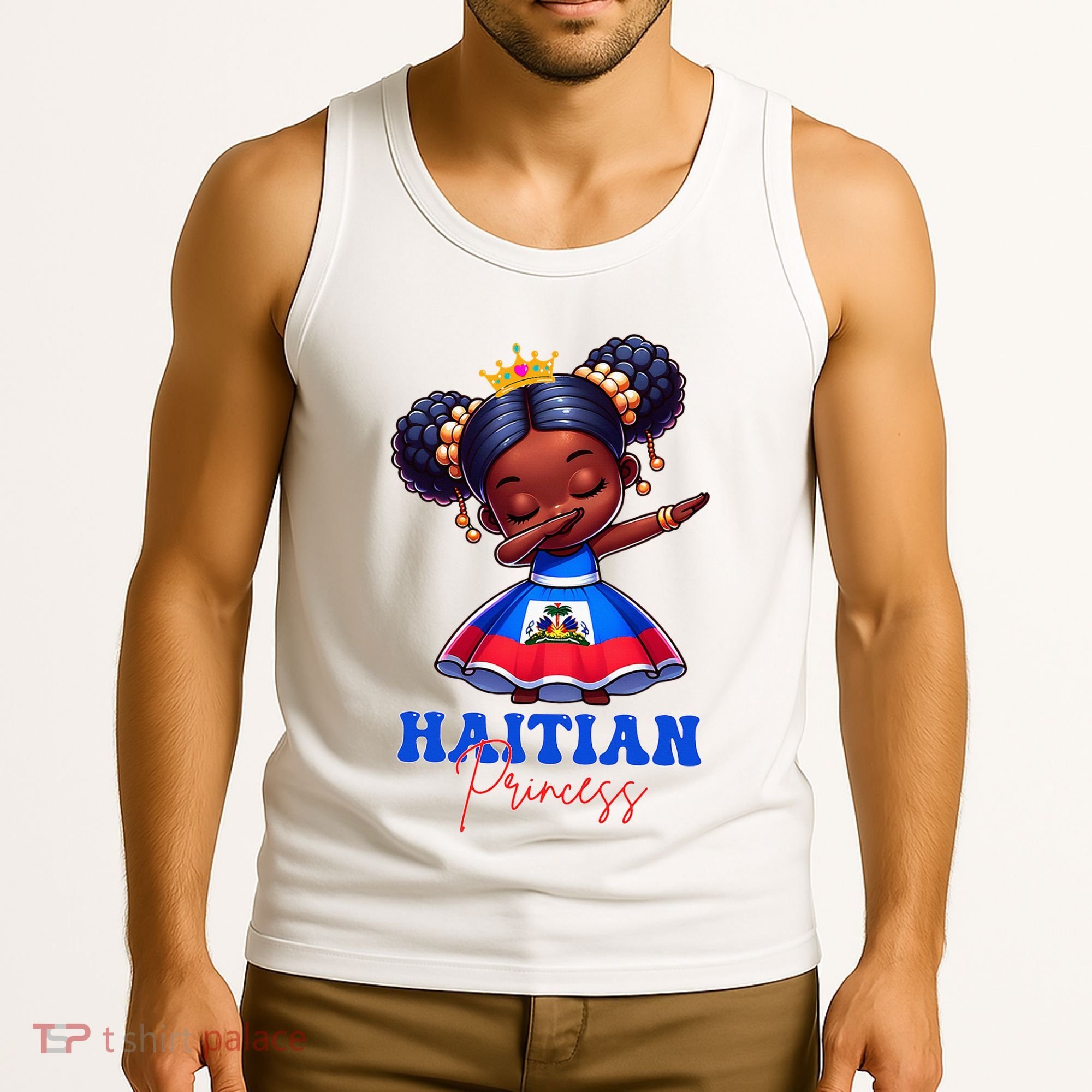 Melanin Haitian Princess Haiti Flag Black Tank Top