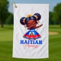 Melanin Haitian Princess Haiti Flag Black Golf Towel thumb 1