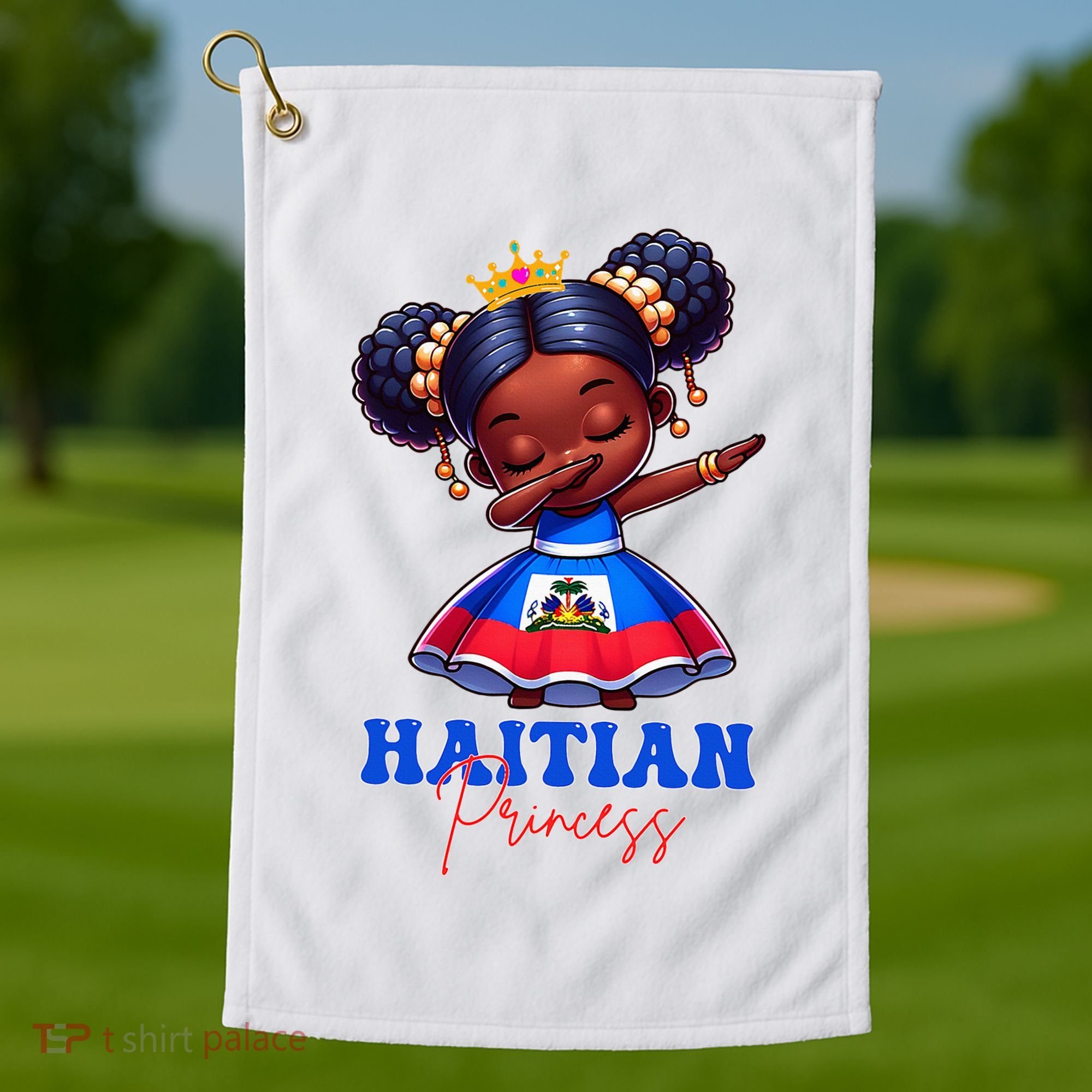 Melanin Haitian Princess Haiti Flag Black Golf Towel