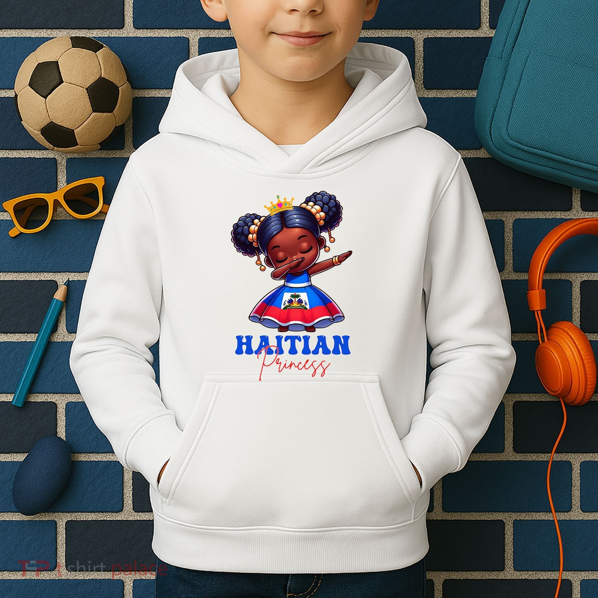 Melanin Haitian Princess Haiti Flag Black Kids Hoodie