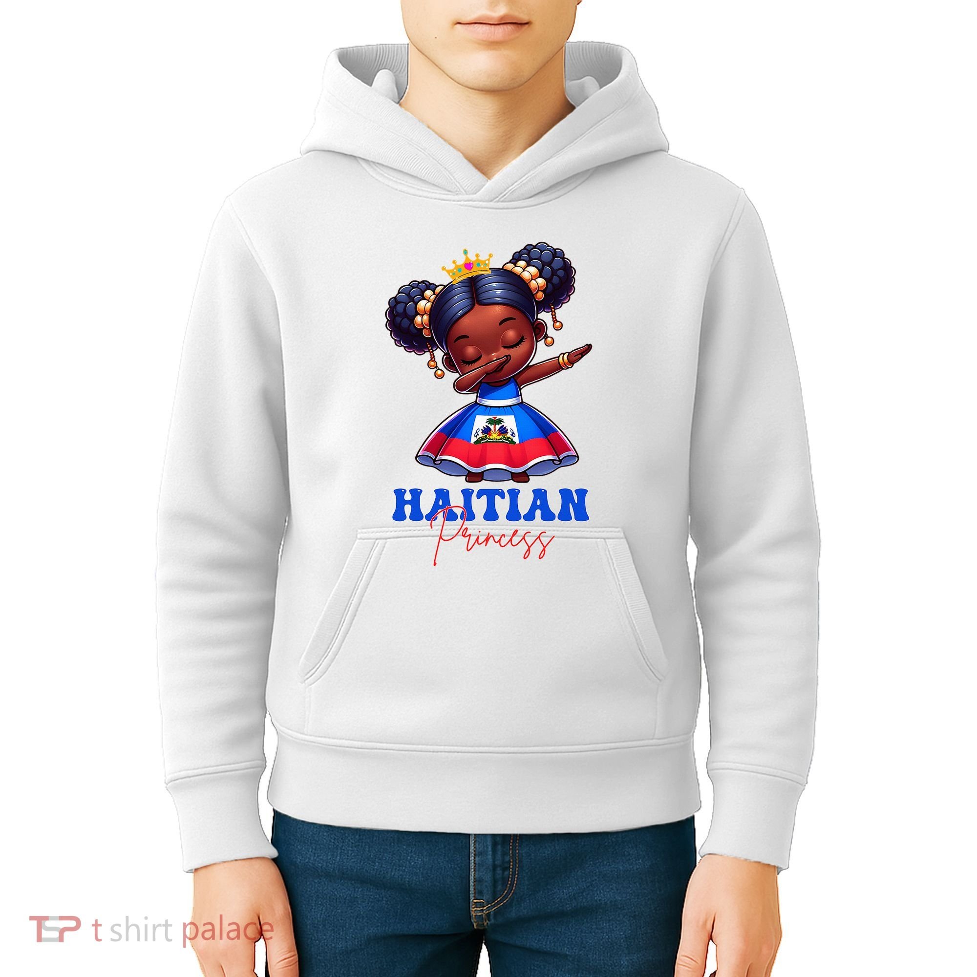 Melanin Haitian Princess Haiti Flag Black Kids Hoodie