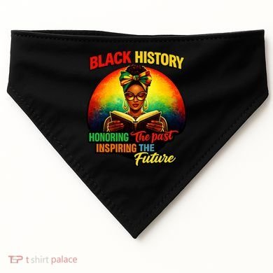 Melanin Honoring Past Inspiring Pride Book Black History USA-Made Doggie Bandana