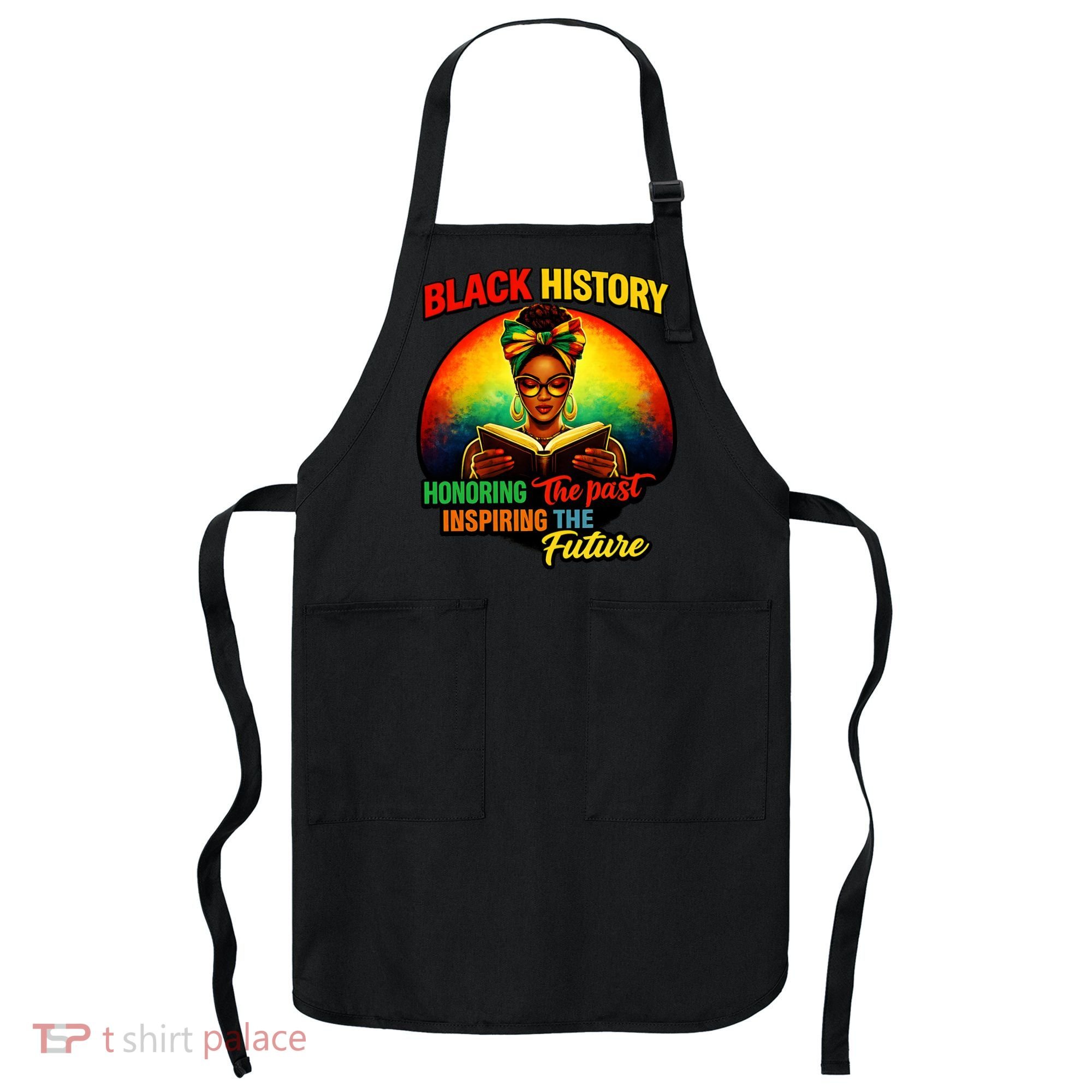Melanin Honoring Past Inspiring Pride Book Black History Apron