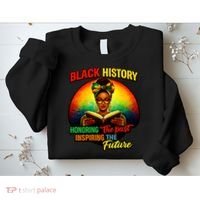 Melanin Honoring Past Inspiring Pride Book Black History Sweatshirt thumb 2