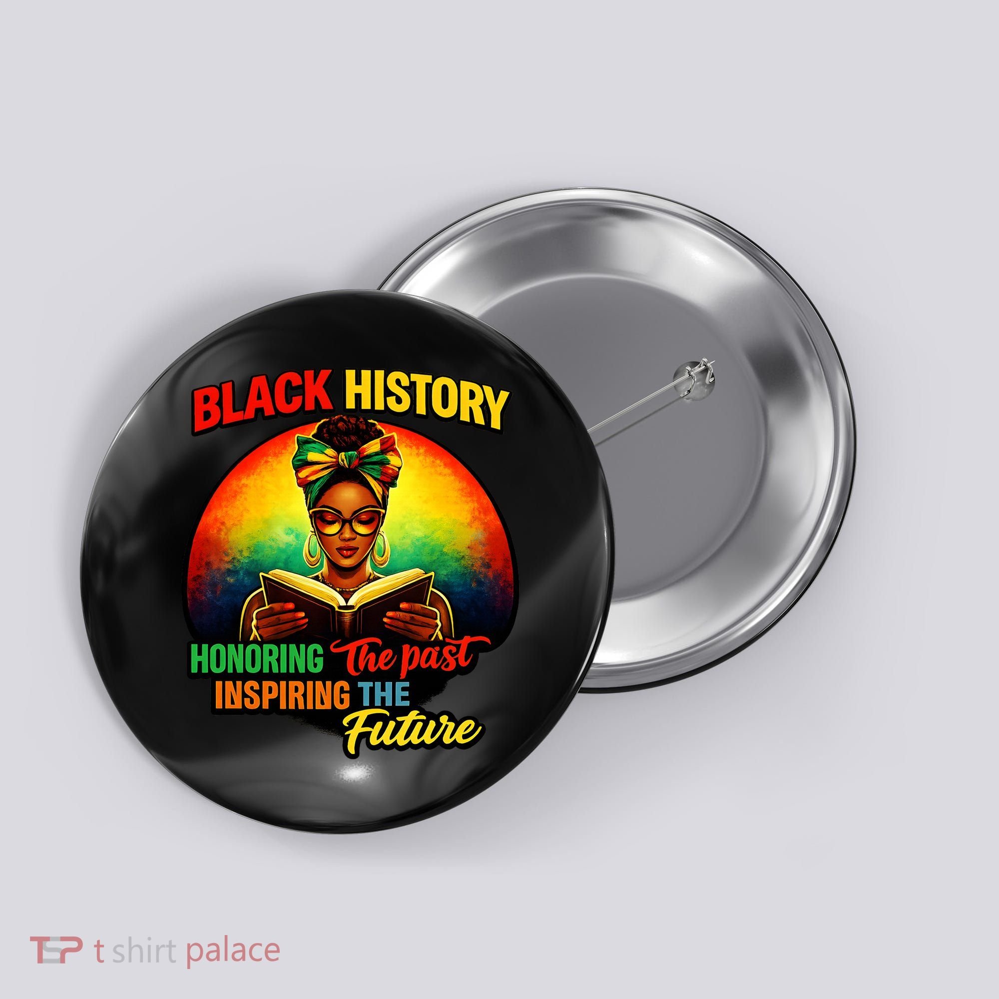 Melanin Honoring Past Inspiring Pride Book Black History Button