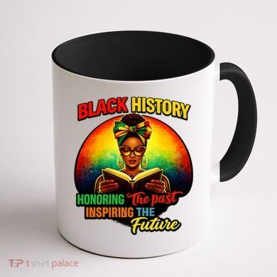 Melanin Honoring Past Inspiring Pride Book Black History Coffee Mug back
