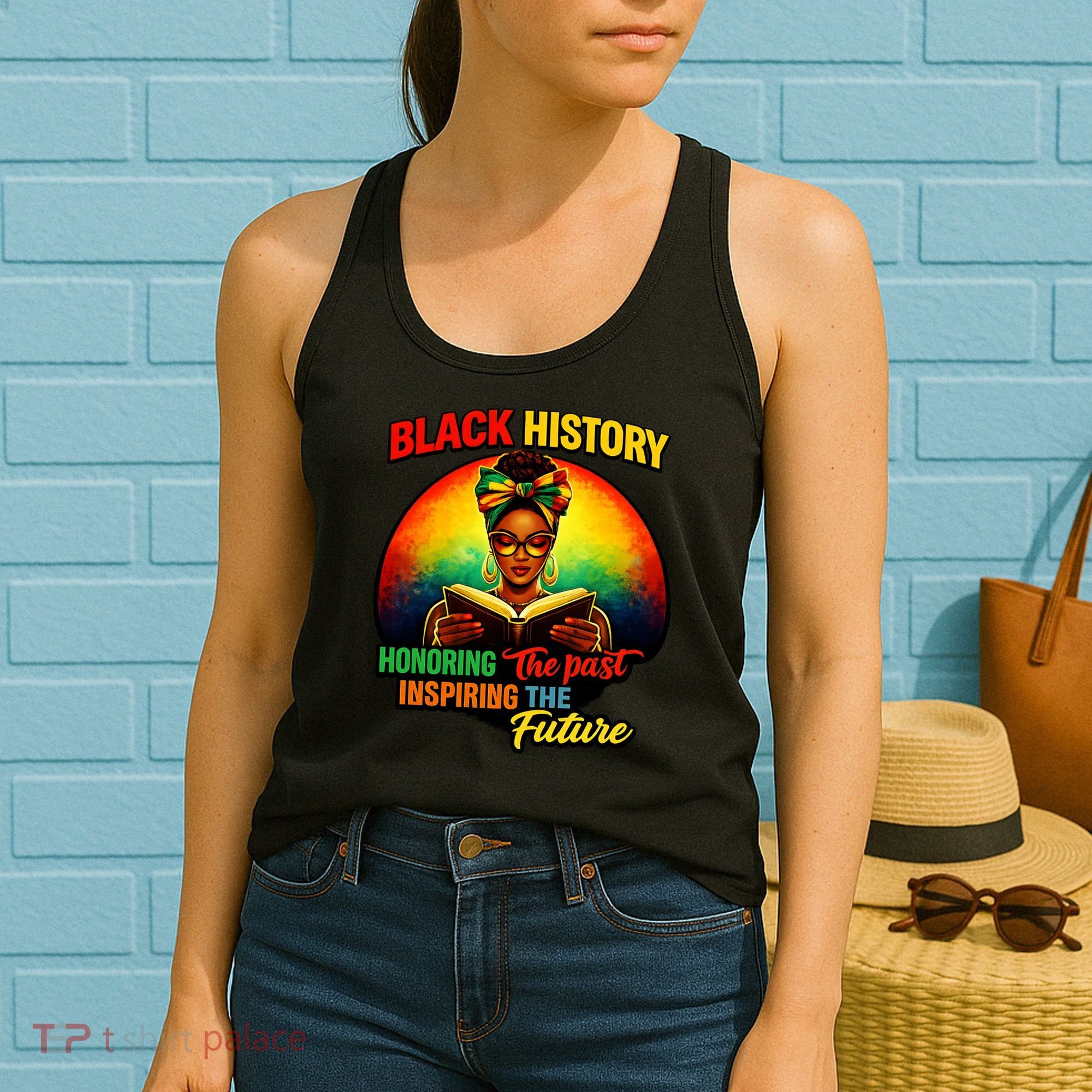 Melanin Honoring Past Inspiring Pride Book Black History Women's Tank Top