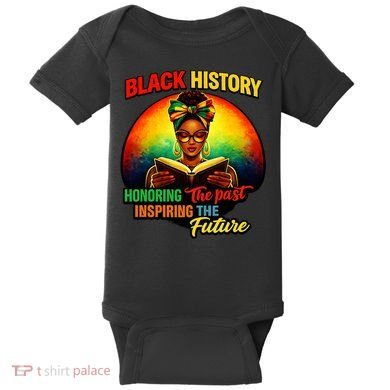 Melanin Honoring Past Inspiring Pride Book Black History Baby Bodysuit