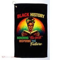 Melanin Honoring Past Inspiring Pride Book Black History Golf Towel thumb 0