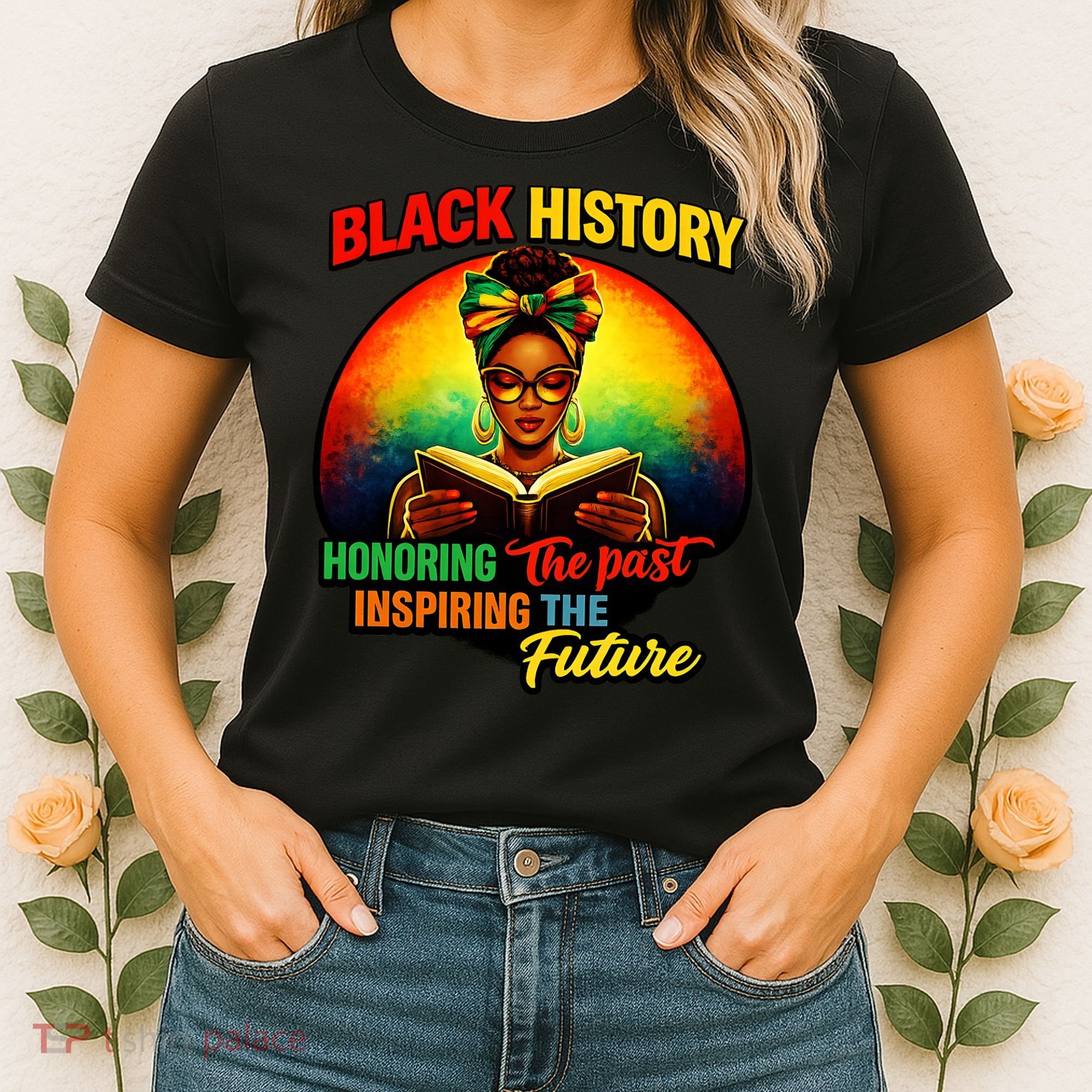 Melanin Honoring Past Inspiring Pride Book Black History Women's T-Shirt